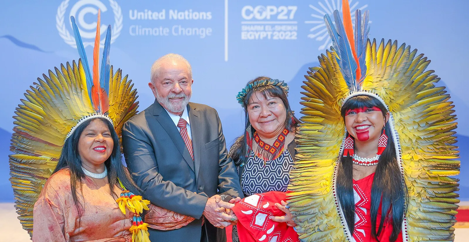 Lula, presidente eleito, no Fórum Internacional dos Povos Indígenas durante a COP27, no Egito, em 17 de novembro de 2022.