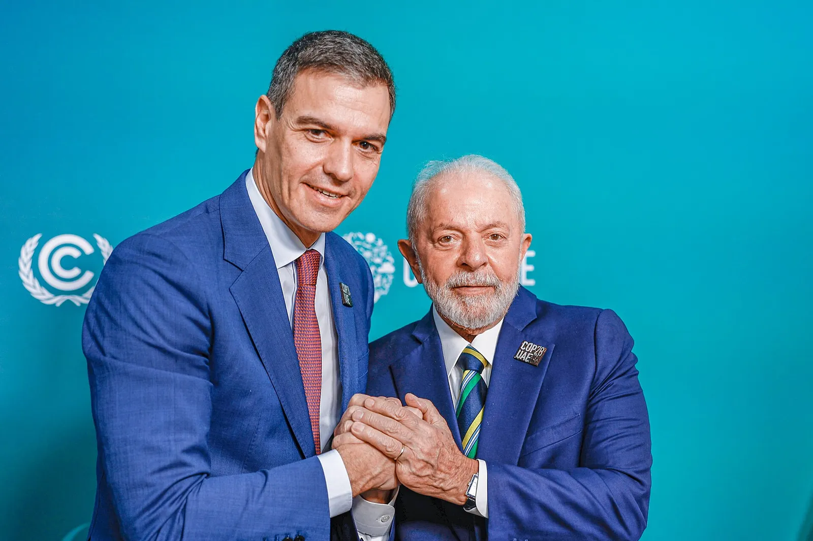 Lula em reunião com Pedro Sánchez, em Dubai, em 1º de dezembro de 2023.
