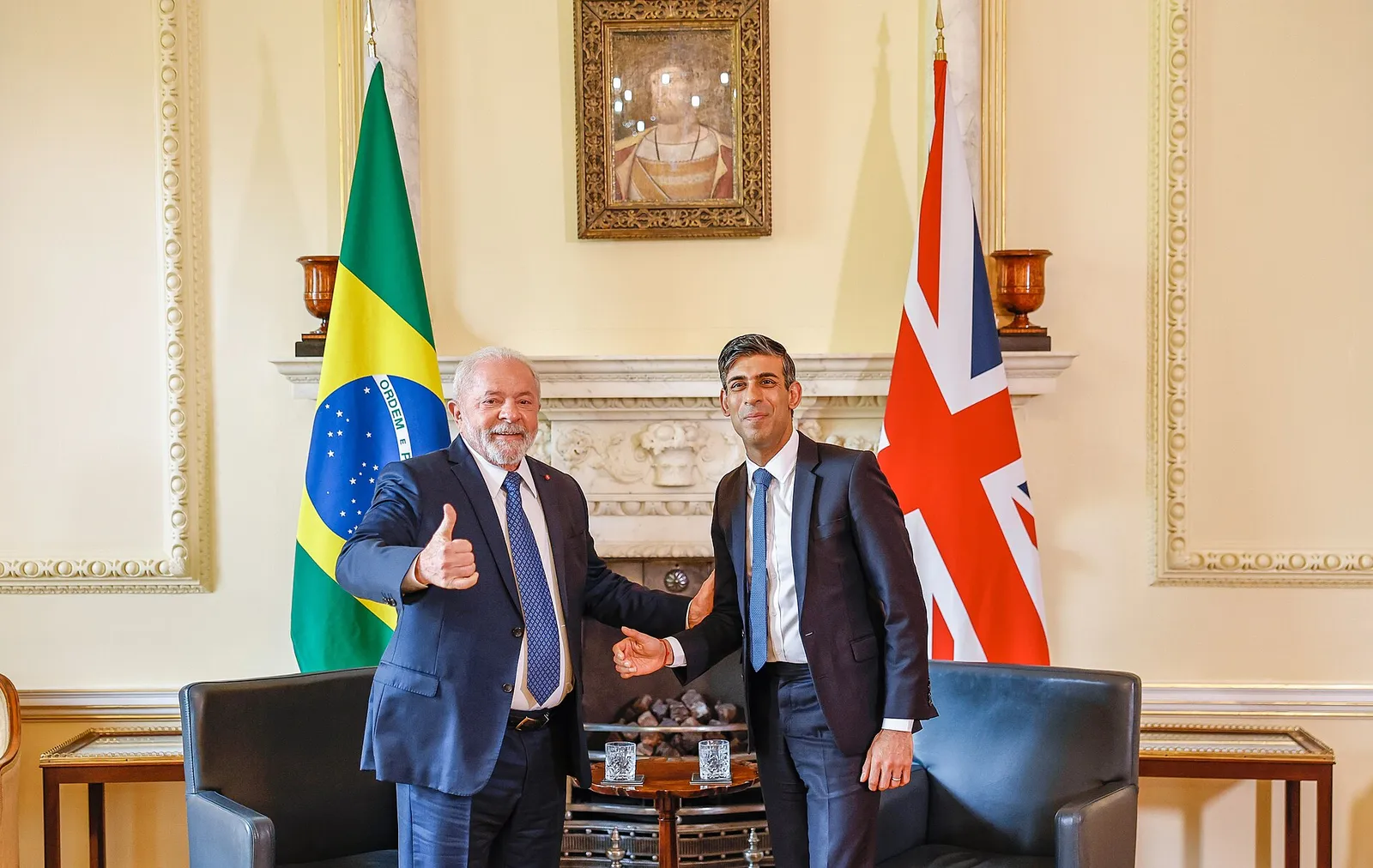 Lula em encontro com Rishi Sunak em 10 Downing Street, Londres, em 5 de maio de 2023.