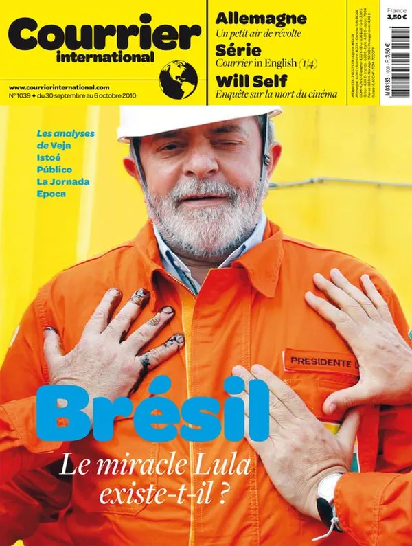 Capa de Courrier international com a matéria "Brésil : Le miracle Lula existe-t-il ?"
